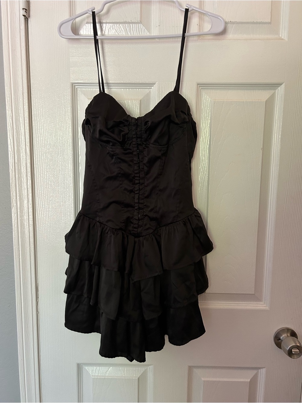 Forever 21 Black Spaghetti Strap Mini Dress with Button Detail